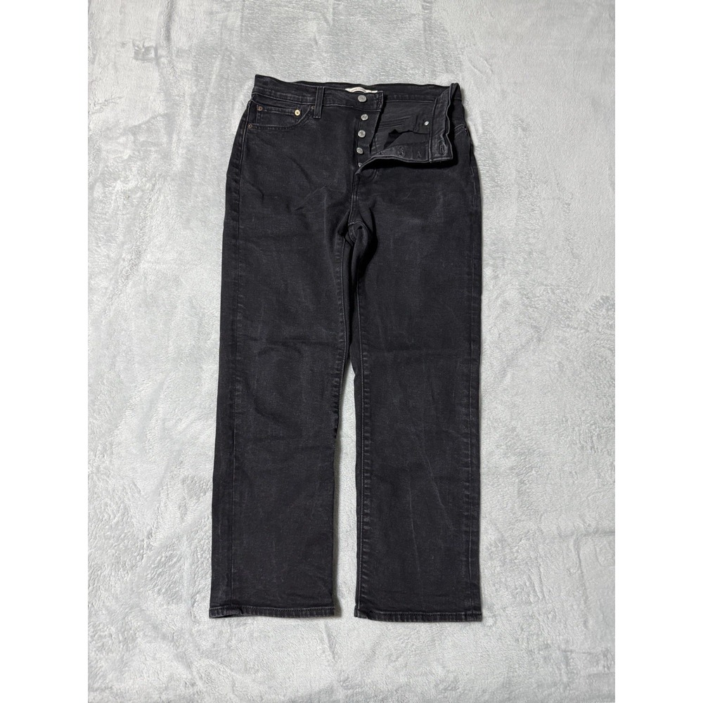 Levi's Wedgie Straight Womens 31 Jeans Button Fly Dark Wash Black 31x26